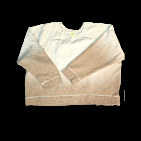 Yummy Tops - Cream and Tan Ombre Crop Sweatshirt by Yummy.  Size XXL